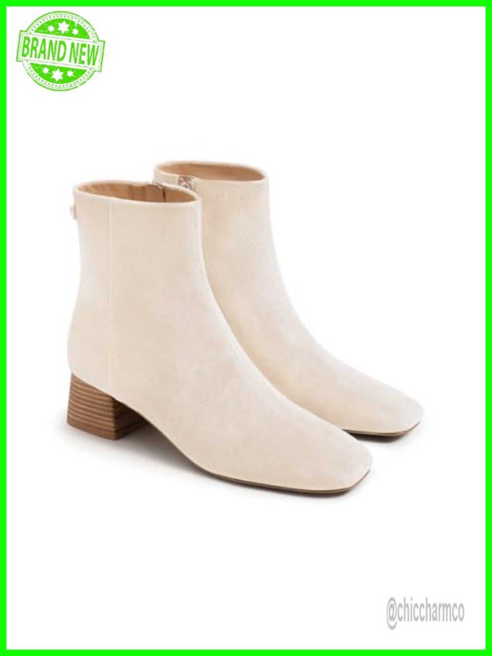 Womens Faux Suede Square Toe Ankle Boots Chunky Low Block Heel Side Zipper